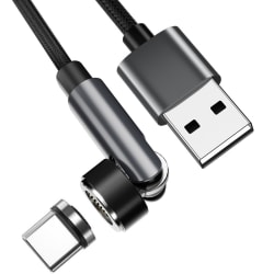 Magnetisk USB-C-laddningskabel 3A Snabbladdning 2 m Svart Svart