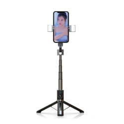 Selfie stick mobilstativ mit Bluetooth-fjärrkontroll Svart Svart