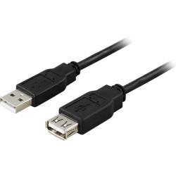 DELTACO USB 2.0 kabel Typ A hane - Typ A hona 0,5m, svart