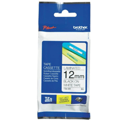 TZe tape 12mmx8m non laminated blck/wht