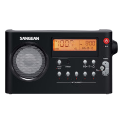 Sangean PR-D7 FM / AM bærbar radio, 10 favoritter, alarm, svart