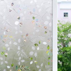 Frostet vinduesfilm til beskyttelse af privatlivet med bladmønst Vit 100 x 30 cm