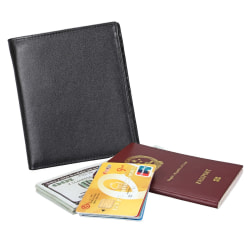 Uppgraderad RFID-spärrande reseplånbok i äkta läder. Passhållare Svart