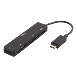 deltaco USB 2.0 memory card reader, USB-C, 4-slot, black