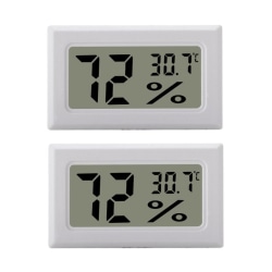 2-pak Mini LCD Hygrometer / Termometer Hvid