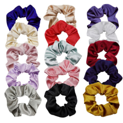 15-pack enfärgade scrunchies i konstgjort silke