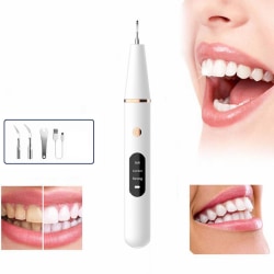 Ultraljud tandstensborttagare med olika rengöringshuvuden Vit
