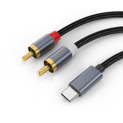 INF USB-C til 2x RCA stereolydkabel 1.2 m Grå 1.2 m