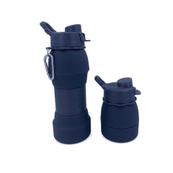 INF Hopfällbar vattenflaska läckagesäker silikon 600 ml Mörkblå