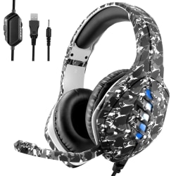 Gaming headset PS4/Xbox/PC kamouflagegrå LED
