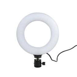 Roterbar selfiering på stativ med LED-lampor, 15 cm - Svart