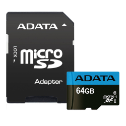 ADATA 64GB MicroSDXC minneskort med SD-adapter, UHS-I, Klass 10,