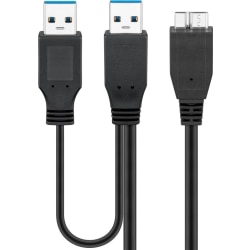 USB 3.0 Dual Power SuperSpeed-kabel, svart