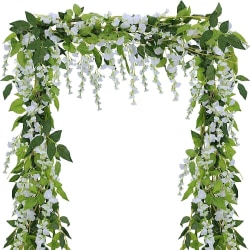 Konstgjord blåregns växt vit/grön 1,8 m 4-Pack