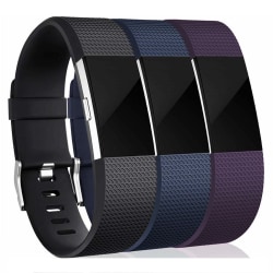 Fitbit Charge 2 vaihtoranneke silikoni 3-pakkaus musta / sininen