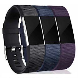 INF Fitbit Charge 2 armband silikon 3-pack (S) Svart/Blå/Lila