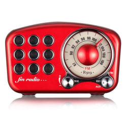 Mini Retro Design Bluetooth-högtalare och FM-radio - R919-B - Röd