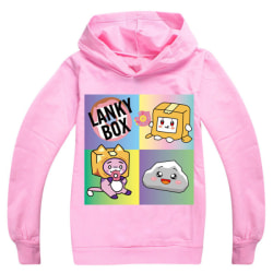 LANKYBOX Kids 3D Print Hoodie Pullover Sweatshirts med ficka Pink 130cm