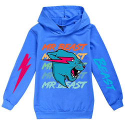 år Barn Tonåring Mr. Beast Lightning Cat Hoodie Sweatshirt Topppresent Marinblå 9-10 år