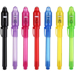 Invisible Ink Pen 7st Spy Pen Invisible Disappearing Ink Penna Med UV-ljus Magic Spy Marker för hemligt meddelande och barnfest Jul Halloween Eas