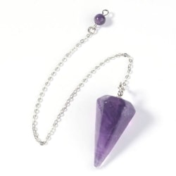 Flower of Life Dowsing Pendel för Divination Cone Natural Cry Amethyst Bead chain
