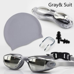 Vattentät och anti-im silikon simglasögon med galvanisering Gray& Suit