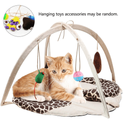 Cat Toy Cat Lekmatta Säng med 4 hängande leksaker