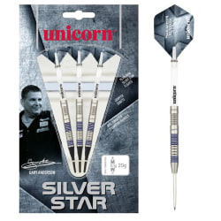 Unicorn Gary Anderson Silver Star Tungsten Dart Set (paket med 3 Silver/Grey 21g