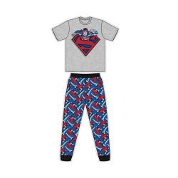 Superman Mens Logo Kortärmad Pyjamas S Grå/Blå Grey/Blue S
