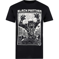 Svart Panter Linocut T-shirt för män L Svart Black L