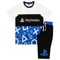 Playstation Boys Logo Pyjamas Set 7-8 år Svart/Vit/Blå Black/White/Blue 7-8 Years