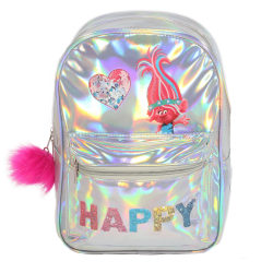 Trolls Girls Happy Holographic Poppy Backpack One Size Silver/P Silver/Pink One Size