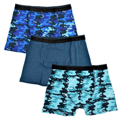 Tom Franks Boys Camo Boxers (Pack of 3) 13+ Years Blue Camo Blue Camo 13+ Years