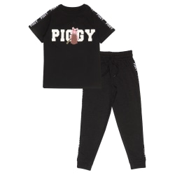 Piggy Girls basebollträ logotyp T-shirt & joggingunderdelar Set 7-8 Black 7-8 Years