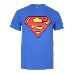 Superman Herr Logotyp bomull T-shirt L Kungsblå/Röd Royal Blue/Red L