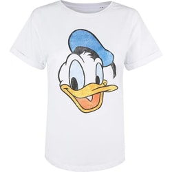 Disney Dam/Dam Kalle Anka Face Washed T-Shirt M Vit White M