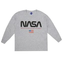 NASA Boys Flag Långärmad T-shirt 9-10 Years Sports Grey Sports Grey 9-10 Years