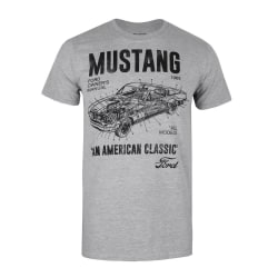 Ford Mens Mustang Manual T-Shirt S Sports Grey Sports Grey S