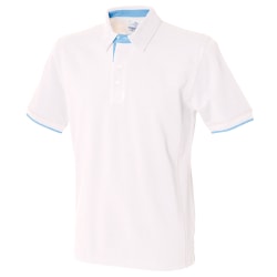 Främre raden Herr Contrast Pique Polo Shirt 2XL Vit/ Himmelsblå White/ Sky Blue 2XL