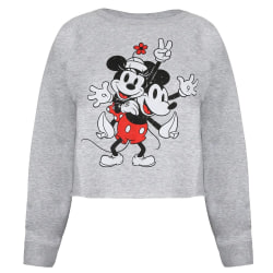 Disney Mickey & Minnie Mouse Peace Crop Sweatshir för damer/damer Heather Grey XL