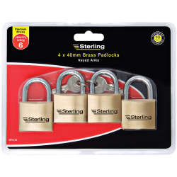 Sterling Mid Security Mässingshänglås (Pack med 4) 40mm Guld/Silve Gold/Silver 40mm