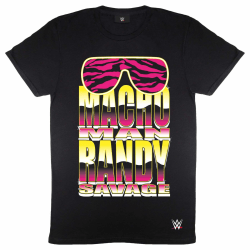 WWE Mens Macho Man Randy Savage T-Shirt S Svart/Gul/Rosa Black/Yellow/Pink S