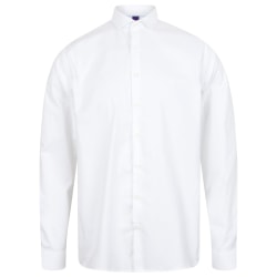 Henbury långärmad stretchskjorta för män XXL Vit White XXL