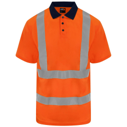 PRO RTX Unisex Vuxen High Visibility Birdseye Polo Shirt M Oran Orange/Navy M