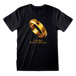 Sagan om ringen Unisex Vuxen En ring för att styra dem alla T-Shir Black/Gold One Size