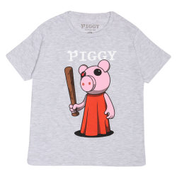 Piggy Girls Baseball Bat Heather T-Shirt 5-6 Years Grey Heather Grey Heather 5-6 Years