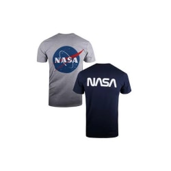 NASA Logotyp T-shirt för män (förpackning om 2) L Marinblå/Grå/Vit Navy/Grey/White L