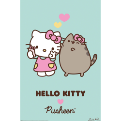 Pusheen Love Hello Kitty affisch 91,5 cm x 61 cm x 0,1 cm Mint/vit Mint/White/Brown 91.5cm x 61cm x 0.1cm