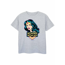 Wonder Woman Girls Head T-shirt 7-8 år Sport Grå Sports Grey 7-8 Years