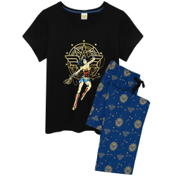 Wonder Woman Dam/Dam Lång Pyjamas Set S Svart/Blå Black/Blue S